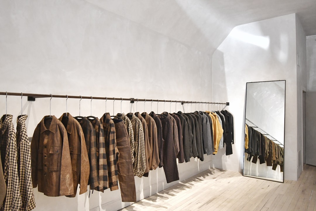 A selection of luxury menswear at a clothing store