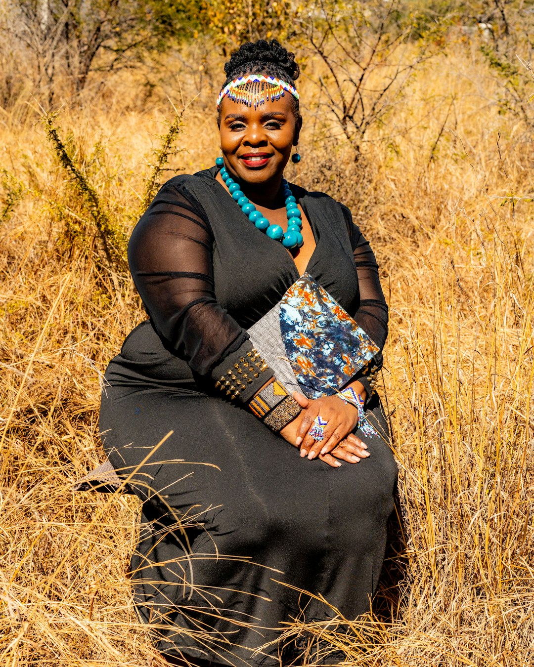 African woman Wearing African jeweley
